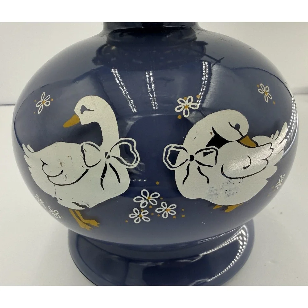 Vintage Lamplight Farms Kerosene Lamp –Lavender Blue with Ducks Cottagecore